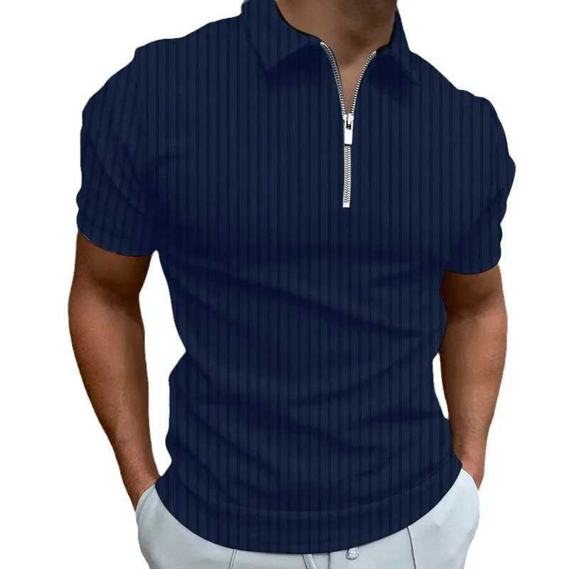 New Fashion Mens 3D Printed Striped Zipper Short-sleeved POLO Top Short-sleeved T-shirt Men Clothing Men Shirts XJ250725