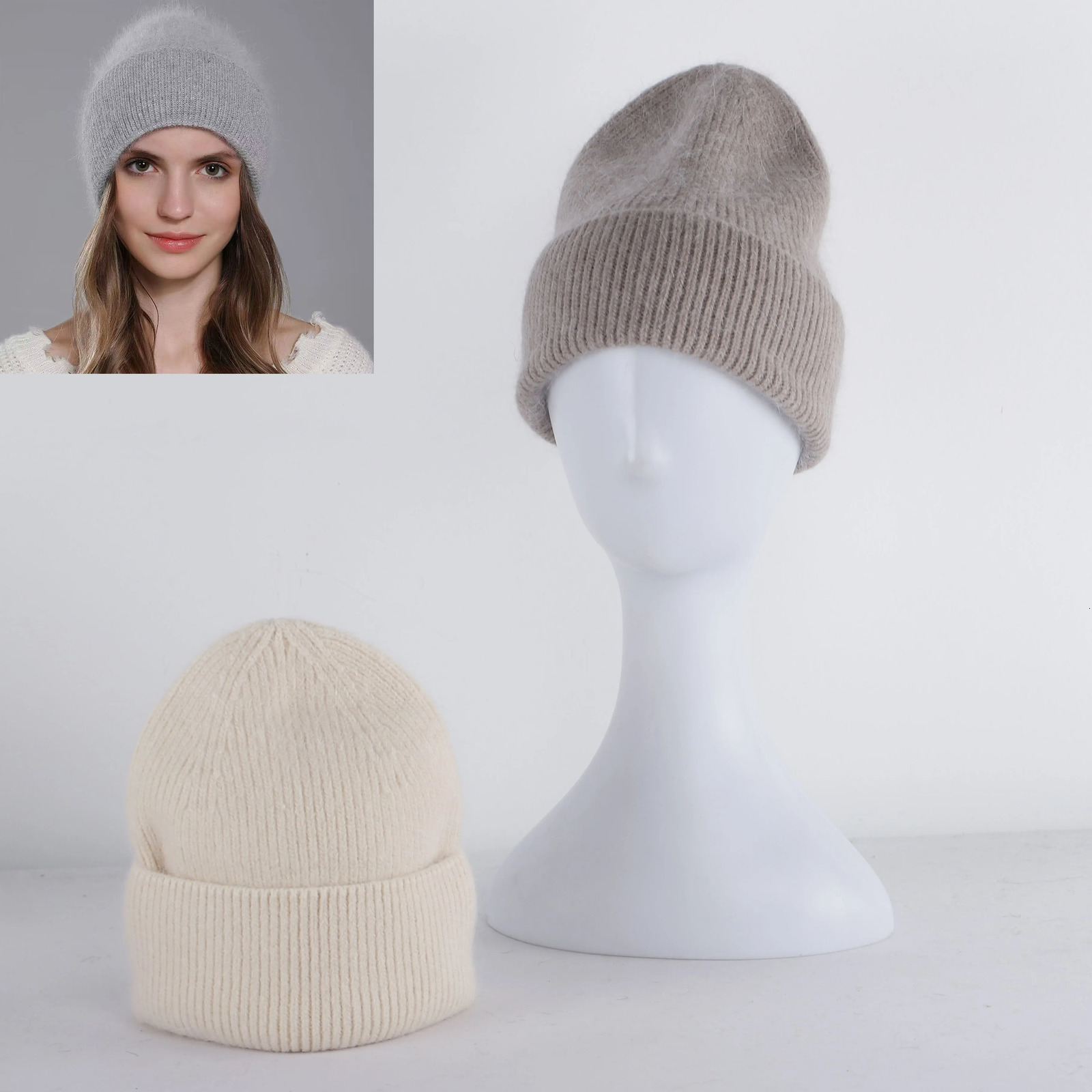 Selling Winter Hat Rabbit Fur Winter Hats For Women Fashion Warm Beanie Hats Women Solid Adult Head Cover Cap 250724