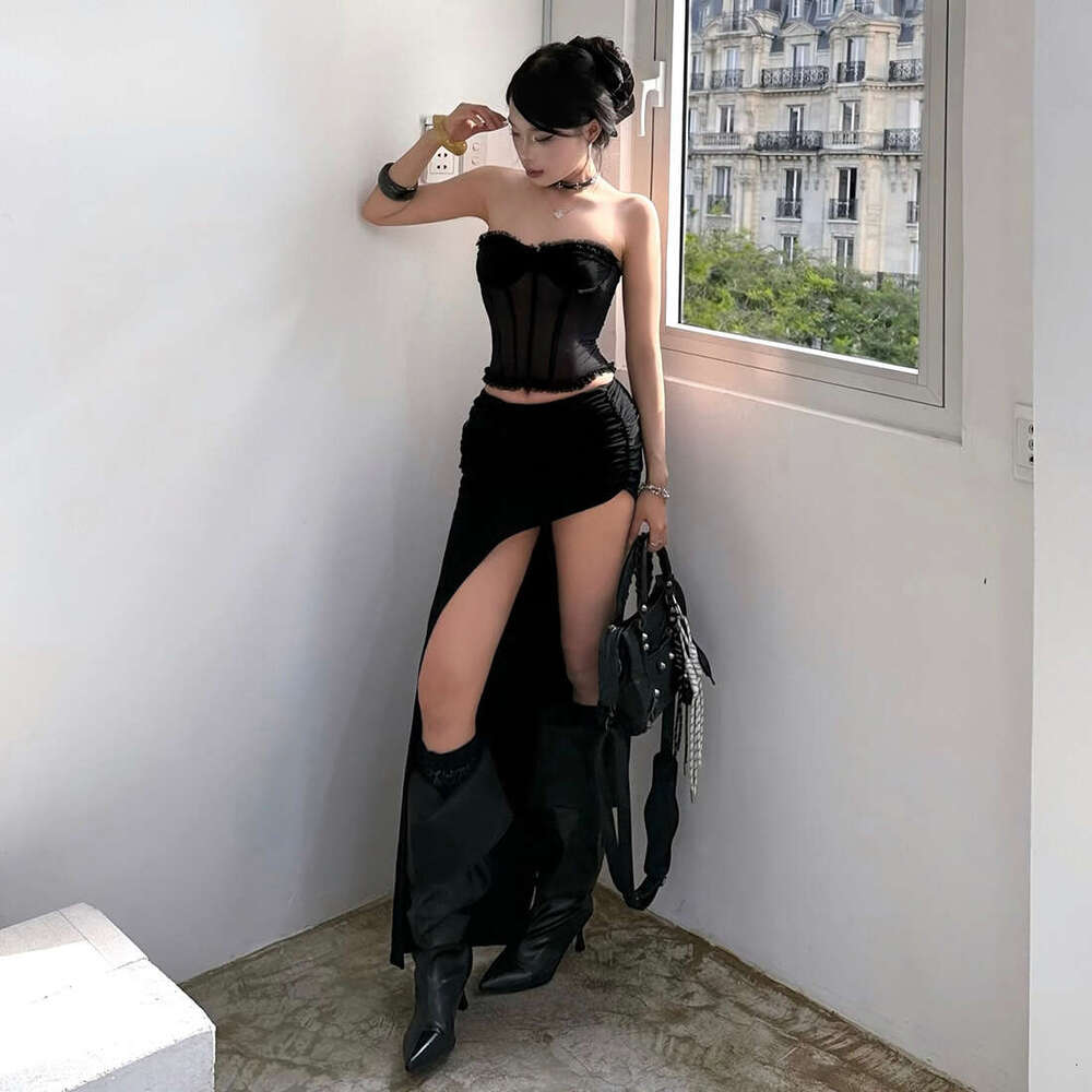 2025 Summer New Elegant Slim Fit Versatile Top Irregular Slimming Skirt Set Women's Clothing 9e0