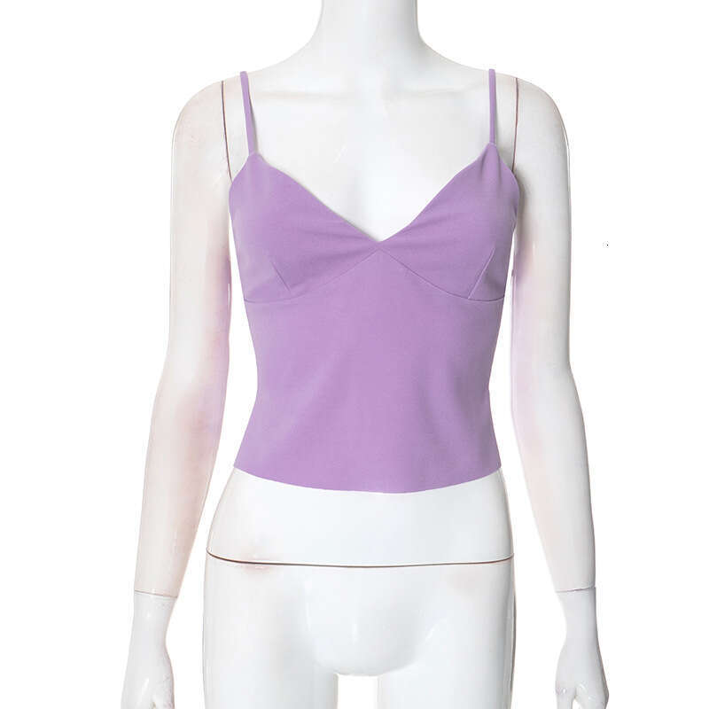 Dtp712 Women's Spring Summer New Split Sexy Solid Color Camisole Top B5