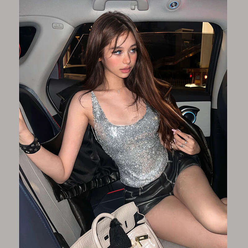 2023 Autumn Winter New Women's Solid Color Slim Fit Fashion U-Neck Strap Sexy Backless Tank Top 484