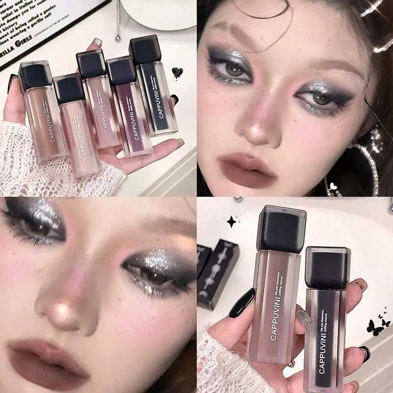 Cappuvini Obsidian Star And Moon Matte Lip Glaze Matte Nude Color Makeup Dark Series Lip Gloss LipstickXJ250724