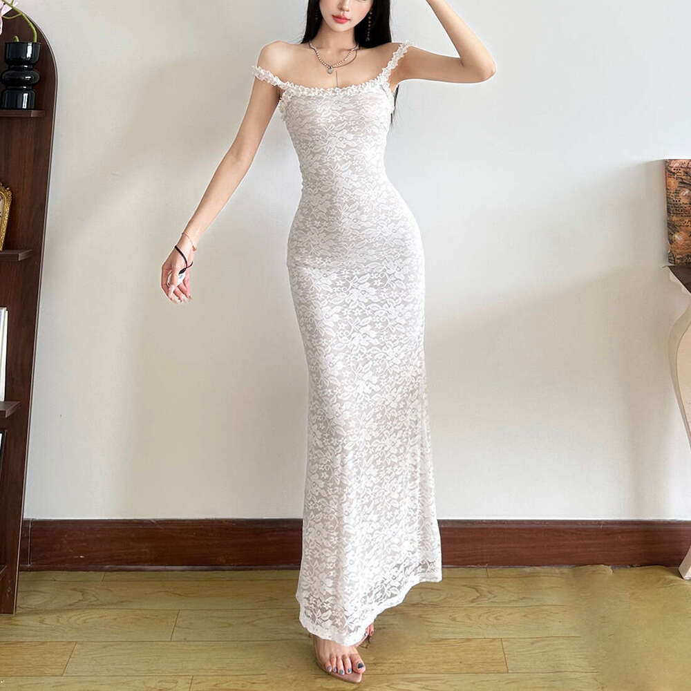 2025 Summer New Pure Desire Sexy Backless Lace Strap Trim Slim Fashion Dress for Women 469