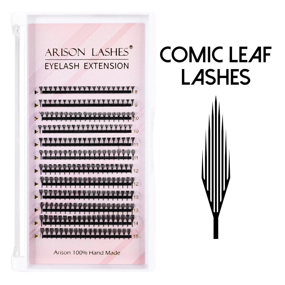 ARISON Comic Leaf Lashes Plume Spire Premade Fan Eyelash s Automatic Flowering Individual Volume False 250714