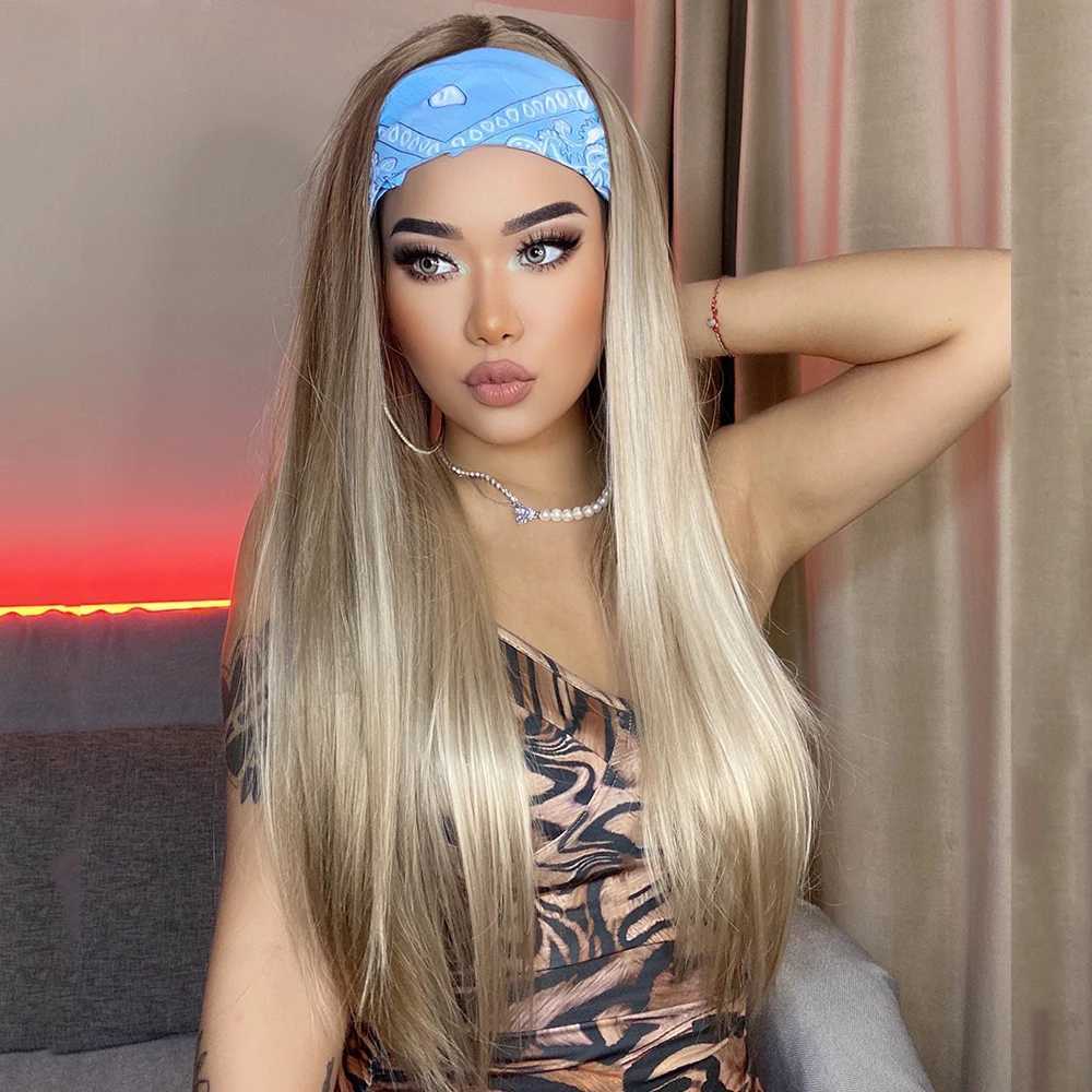 EASIHAIR Synthetic Headband Wig Highlight Wig Mixed Ombre Honey Blonde Straight Wig Daily Party Cosplay Wig Heat Resistant Fiber 250715