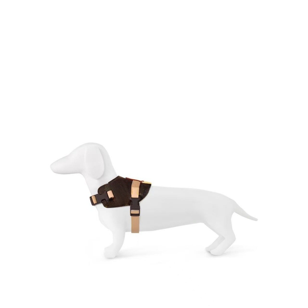 Designer Dog Harness, No-Pull Pet Vest with Classic Letter Pattern, No Choke, Adjustable, Easy Walking and Training for Small, Medium Dogs Brown B267