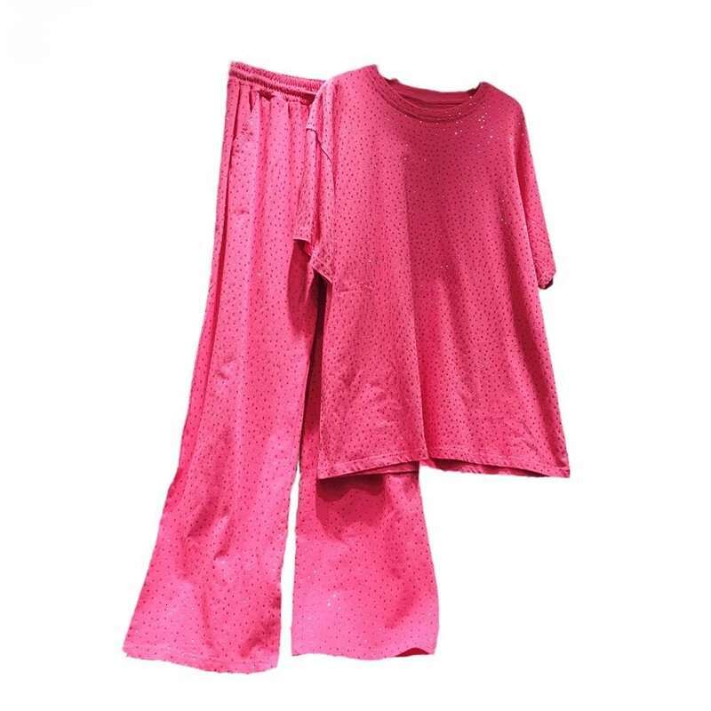 Women's 2 Piece Set Loose Short Sleeve T-Shirt Elastic Waist Full Dias Casual Pants 2025 New Fashion Summer 29A1742