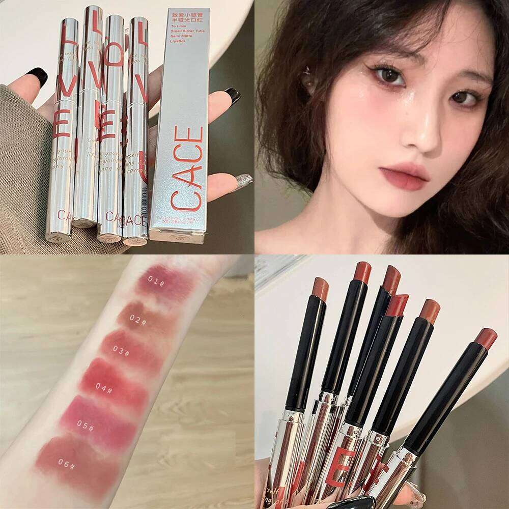 Retro Rose Lipstick Matte Moisturizing Waterproof Sexy Red Tint Pigmnet Fog d Lip Balm Slim Tube Beauty Lips Cosmetic X250725