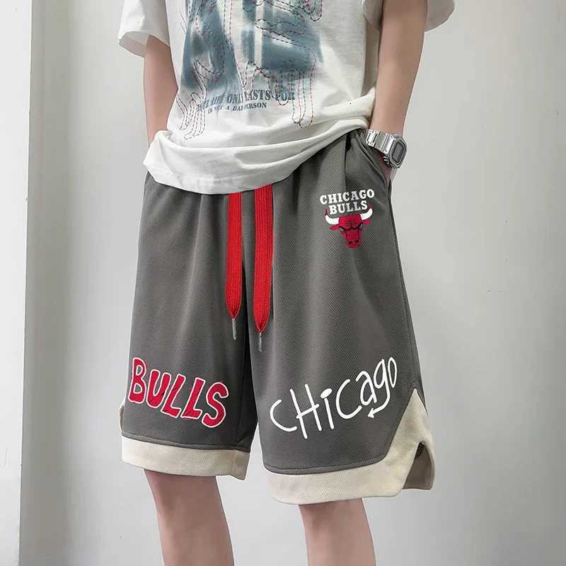 Male Summer Casual Oversize Basketball Shorts Men Trendy Letter Print Quick Drying Breathable Sports Running Fitness Shorts W250724