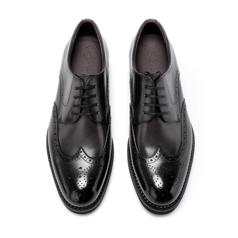 Brock leather men, genuine leather British formal leather shoes men, wedding shoes thick sole business
