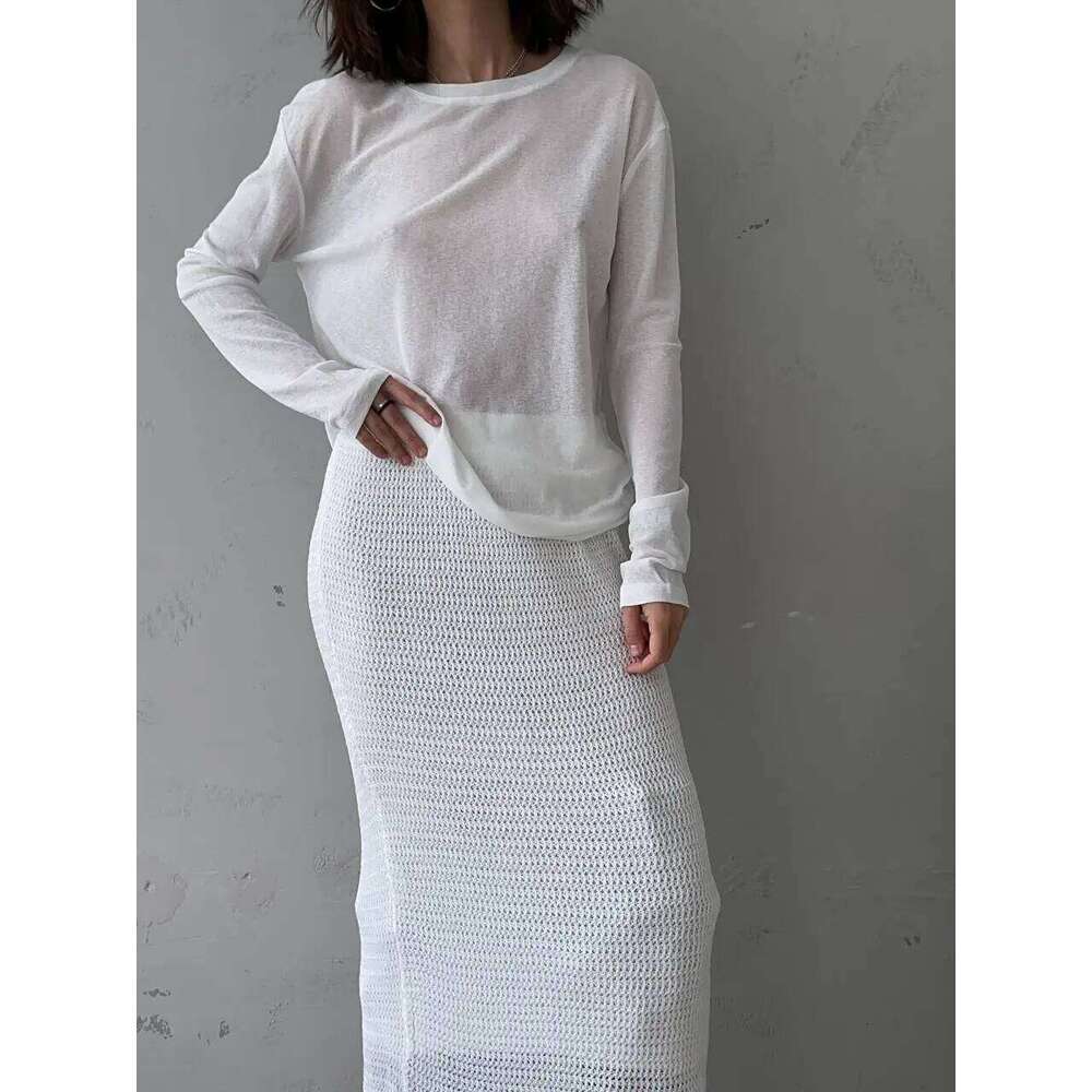 Designer Clothing 2025 Hirsionsan 2025 Basic Soft T Shirts Women Summer Autumn Long Sleeves Loose Bottom Tees Ladies Casual Knitted Soft Woman Tops