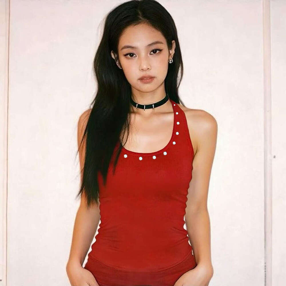 2025 Summer New Slim Sexy Hot Girl U-Neck Halter Design Fashionable Elegant Tank Top for Women e71