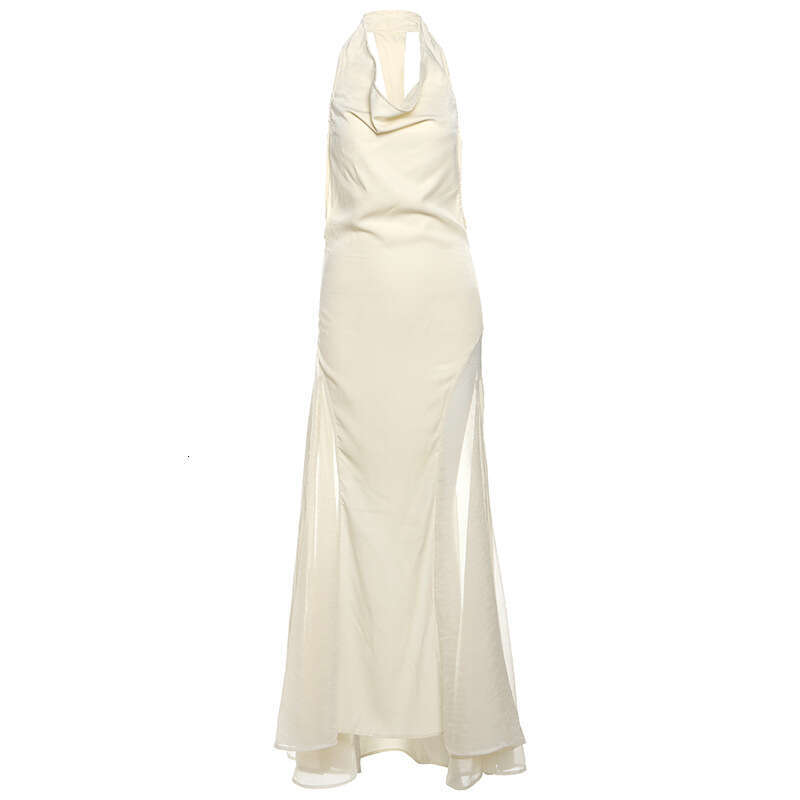 2025 Summer New Backless Design Sleeveless Vacation Pure Desire Elegant Long Dress Women's Fashion 21f