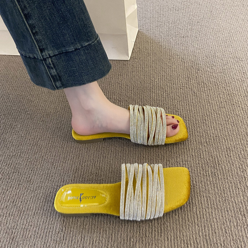 Ddmysports French Style Stunning Flat Sandals For Outdoor Wear Summer New High End Feel With Skirts Casual Beach Slippers Outdoor Shoes