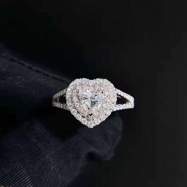 Fine Jewelry for Women VVS Moissanite Lab Grown Dia Ring Custom Heart Cut Center Stone Sier 10 14 18 k Gold Rings