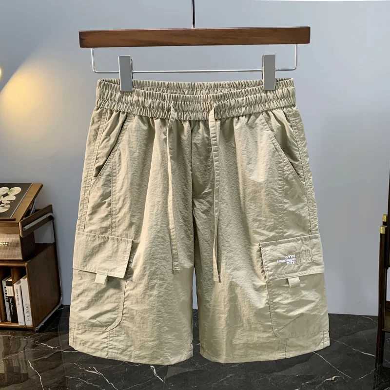 Summer Thin Mens Workwear Shorts Trendy Casual Sports Loose Cool Ice Silk Quick Drying Five Quarter Pants W250724