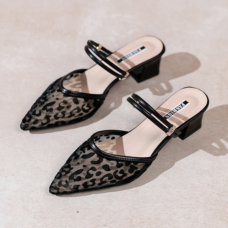 Ddmysports Pointed Toe Open Back Mules For Women Summer New High Heel Lace Sandals Outdoor Shoes