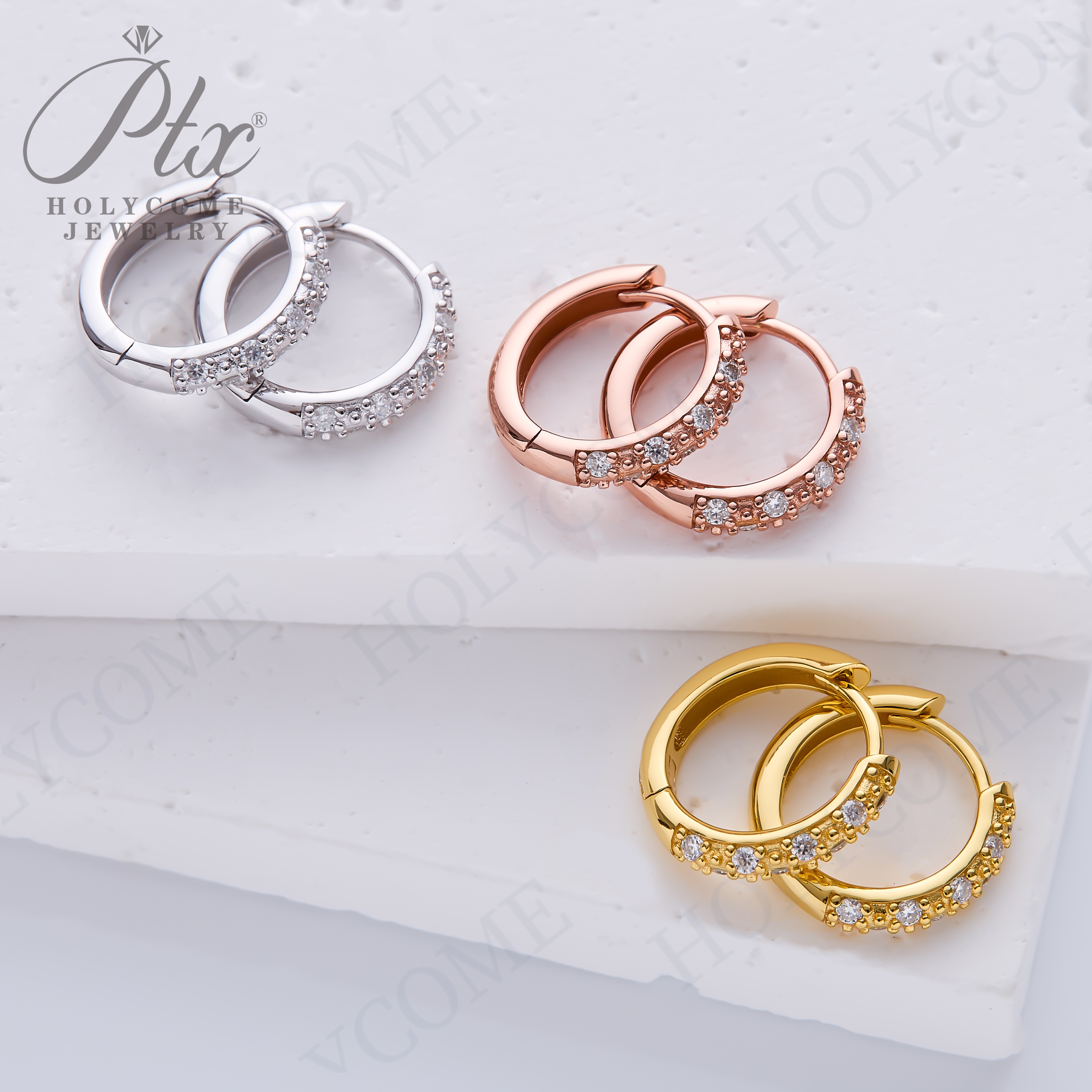 High Quality 925 Sterling Silver Ear Needle Fashion Hoop Earrings White Moissanite Luxury Women's Silver Earrings Wedding Daily Wear Jewelry Gift