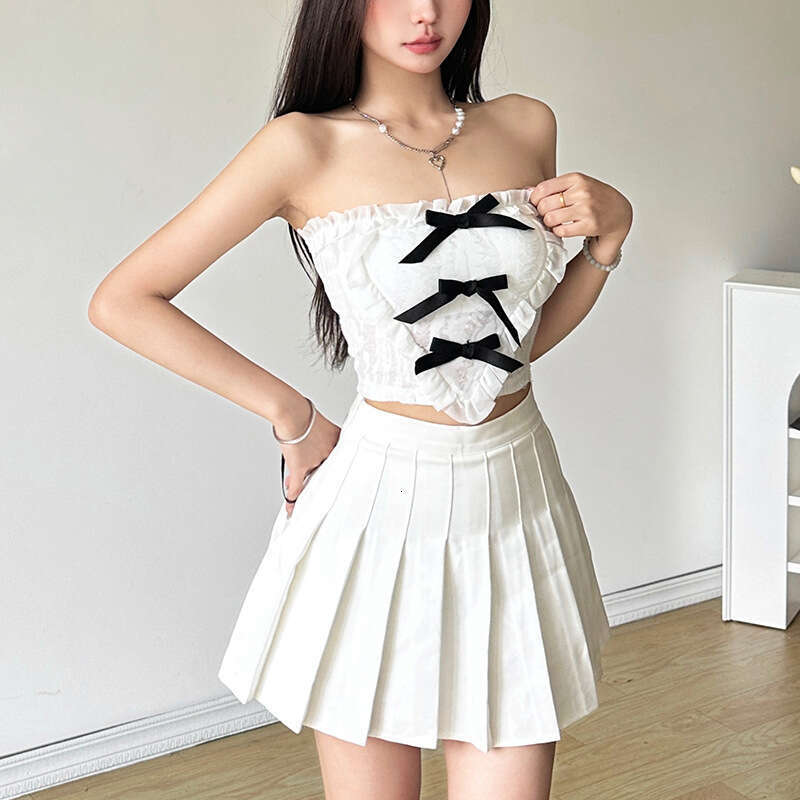 2024 Summer New Women's Solid Color Slim Street Fashion Off-Shoulder Strapless Backless Vest d66