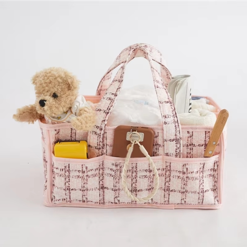 Diaper Bag Large Capacity Multiple Pocket Caddy Felt Washable Baby Nappy Organizer Nursery Storage Bin 250724