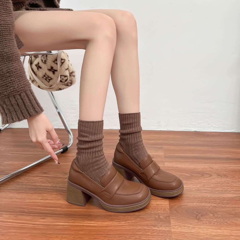 Petite Thick-Soled Height-Increasing 2025 French Style Loafers Comfortable Soft Leather Shallow Mouth Shoes for Women