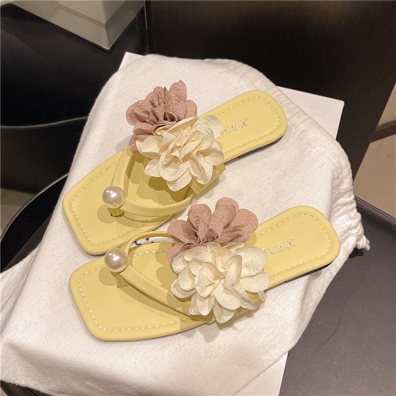 Ddmysports Fairy Floral Slippers For Women Summer Outdoor New Fashion Versatile Flat Non Slip Beach French Style Sandals Outdoor Shoes