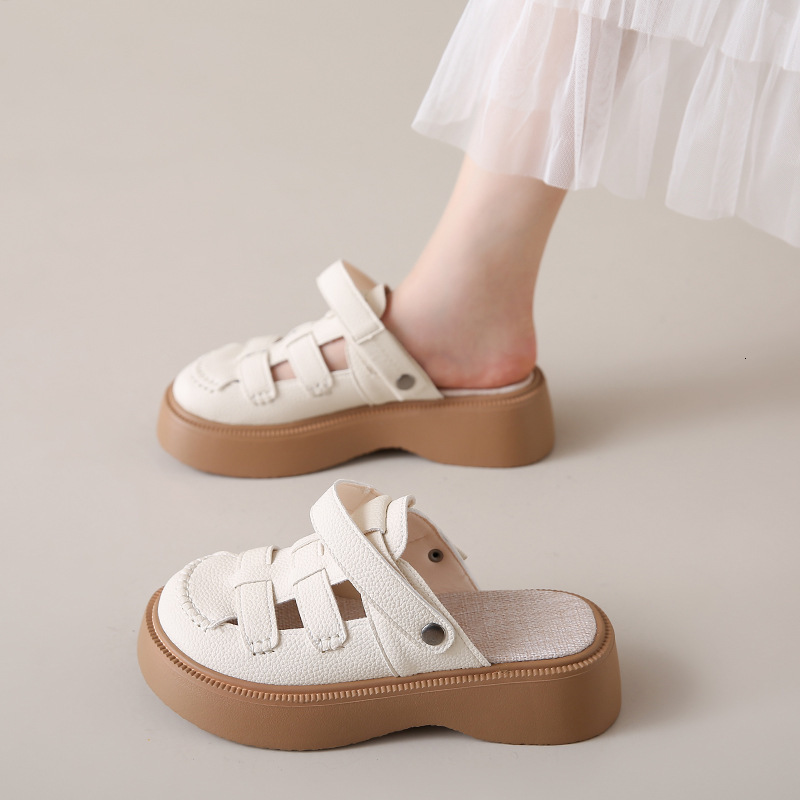 Ddmysports Women S Closed Toe Sandals New Summer Outdoor Clogs Two Way Thick Sole Half Slippers Beach Roman Shoes Outdoor Shoes