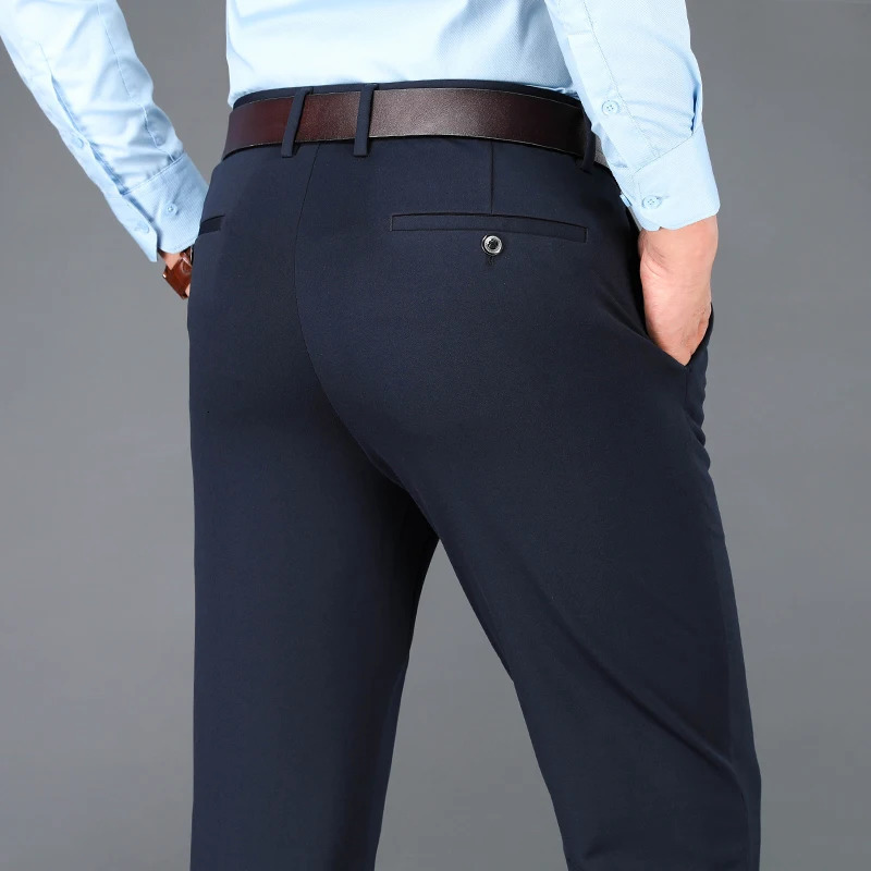 Mens Business Casual Pants Spring Summer Elastic Trousers Office Suit Quick Dry Formal Breathable Comfortable 250725