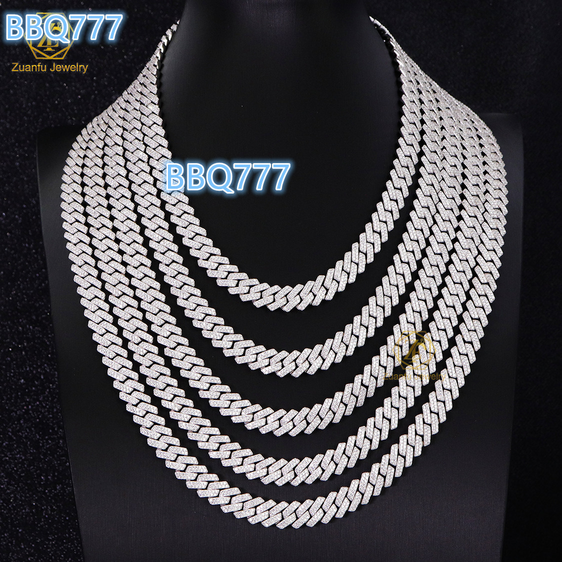 2025 RTS 925 Sterling Silver Moissanite Diamond Necklace with 8mm-12mm GRA Ice Out Cubans 10mm Link Chain and Rapper Bracelet