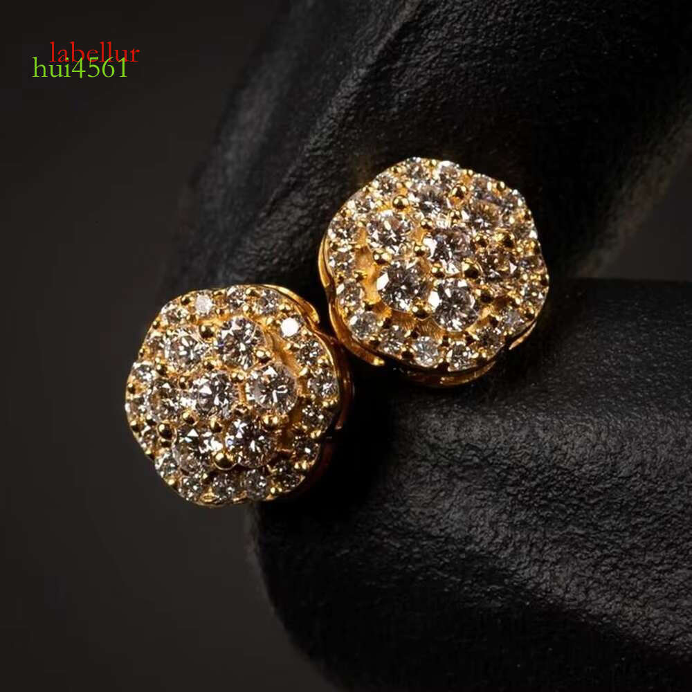 Pure sier screw back VVS plated gold flower cluster for men, chilled silica earrings