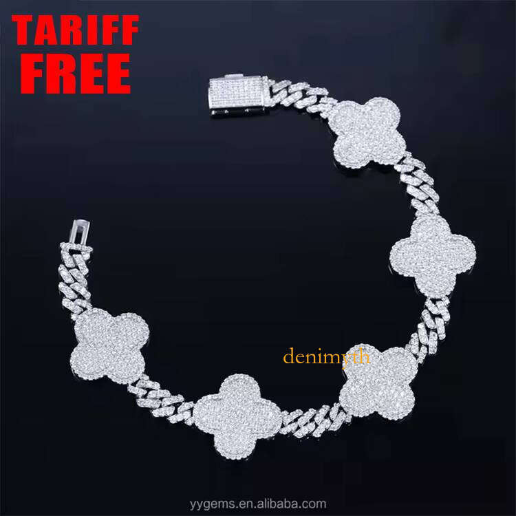 Fashion Jewelry Bracelet SSolid Sier GRA Certificate D/VVS Moissanite Cuban Link Chain Mens Bracelets