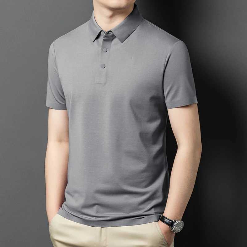 Mens Slim-Fit Business Polo Shirt Fashion Leisure Short Sleeve Tops Breathable Cotton Blend Tee 16 Colors Elastic Polyamide XJ250725