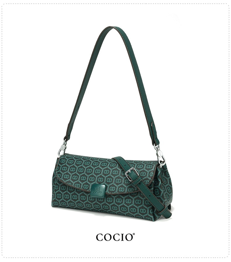 COCIO designer shoulder bag new green underarm bag simple versatile spring and summer vintage Embroidery women's bag