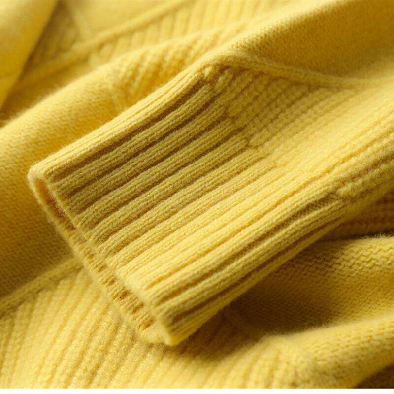 Cashmere Color Knitted Turtleneck Pullover 100% Pure Wool Loose Large Size Sweater Women MDNG