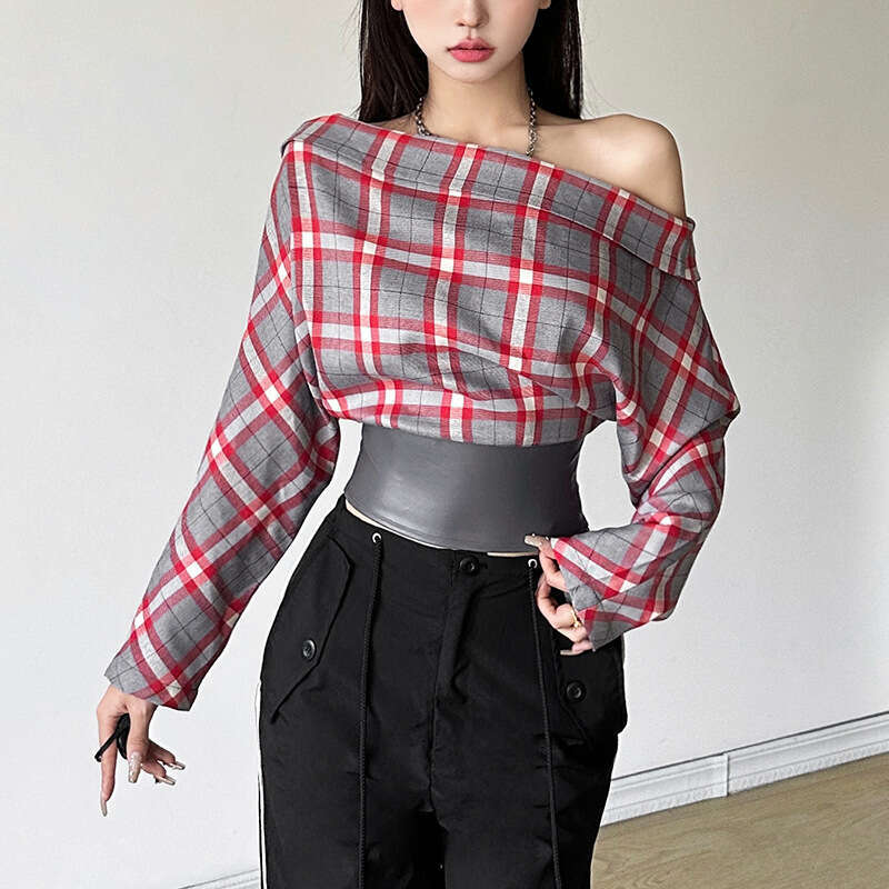 2024 Autumn New Women's Solid Color Slim Street Fashion Off-Shoulder Long Sleeve Zipper Cardigan 4c6