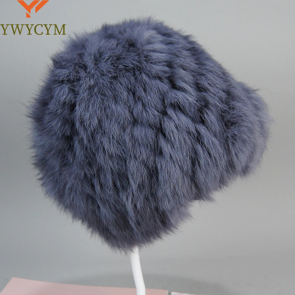 Russian Women Good Elastic Rabbit Fur Skull Cap Lady Winter Warm Knitted Genuine Rabbit Fur Hats Outdoor Fluffy Fur Caps 250724