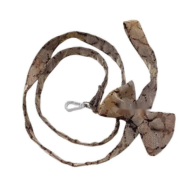 Designer Bow Knot No Pull Pet Classic Letter Pattern with D-Ring Soft Mesh Dog Dress Escape Proof Princess Puppy Harness for Small Dogs Cats 283