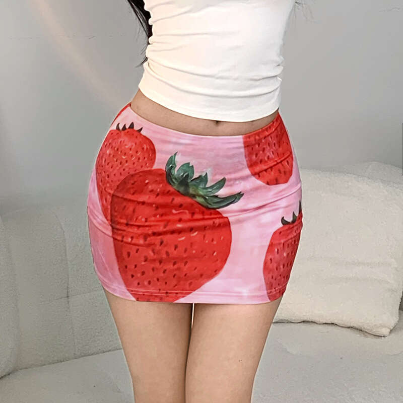 Summer New Women's Fruit Pattern Vacation Hawaii Beach 3D Print Short Skirt 353