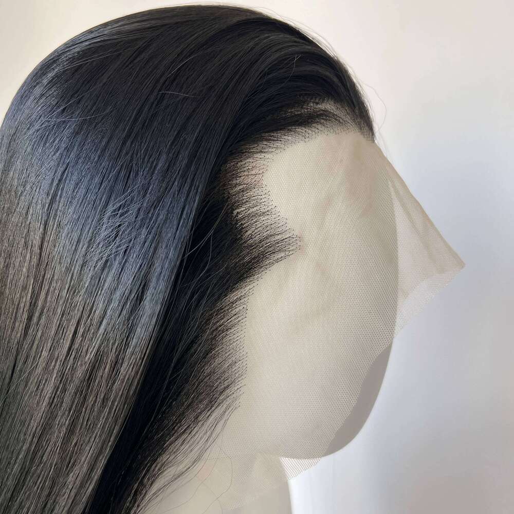 Black Front For Man 26Inch Long Straight Cosplay Wig Natural Hairline High Quality Fiber Hair Synthetic Lace Wigs