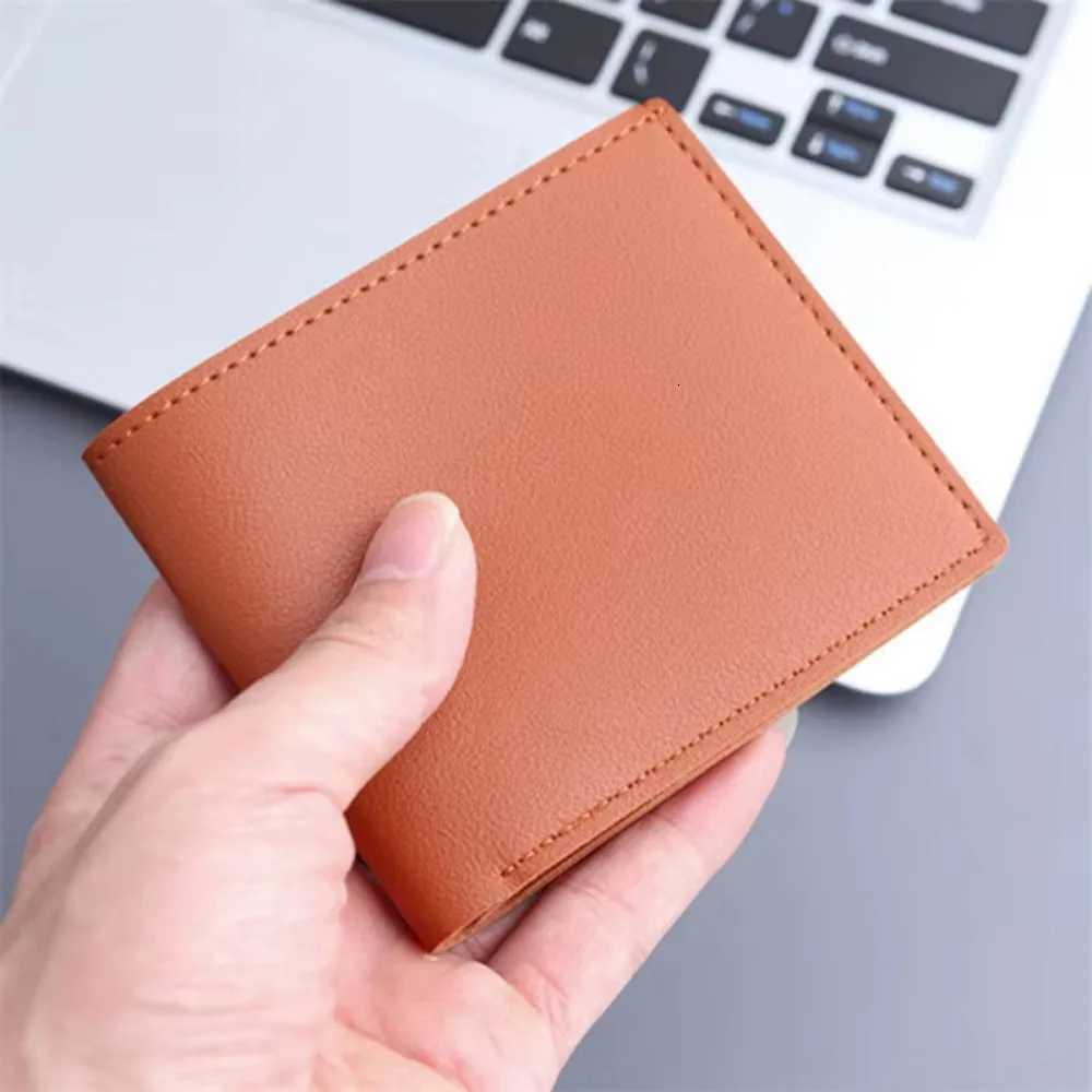 Simple Men Short PU Leather Wallet Solid Color Thin Male Holder Small Money Purses Business Foldable Wallet New Z250725