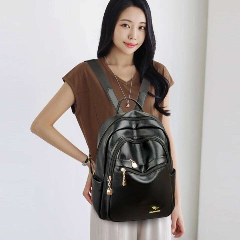 Ladies Casual Designer High Quality Leather Women Shoulder Bag School Bags Large Capacity Backpacks Daily Use