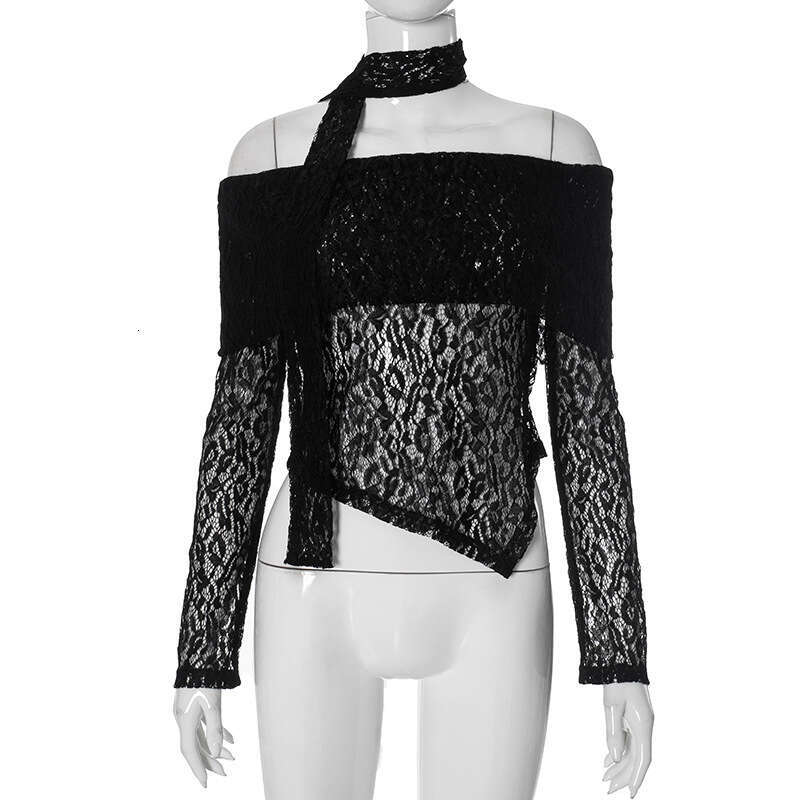 Ytp598 Women's Autumn New Solid Color Off-Shoulder Sexy Strapless Lace Top B5