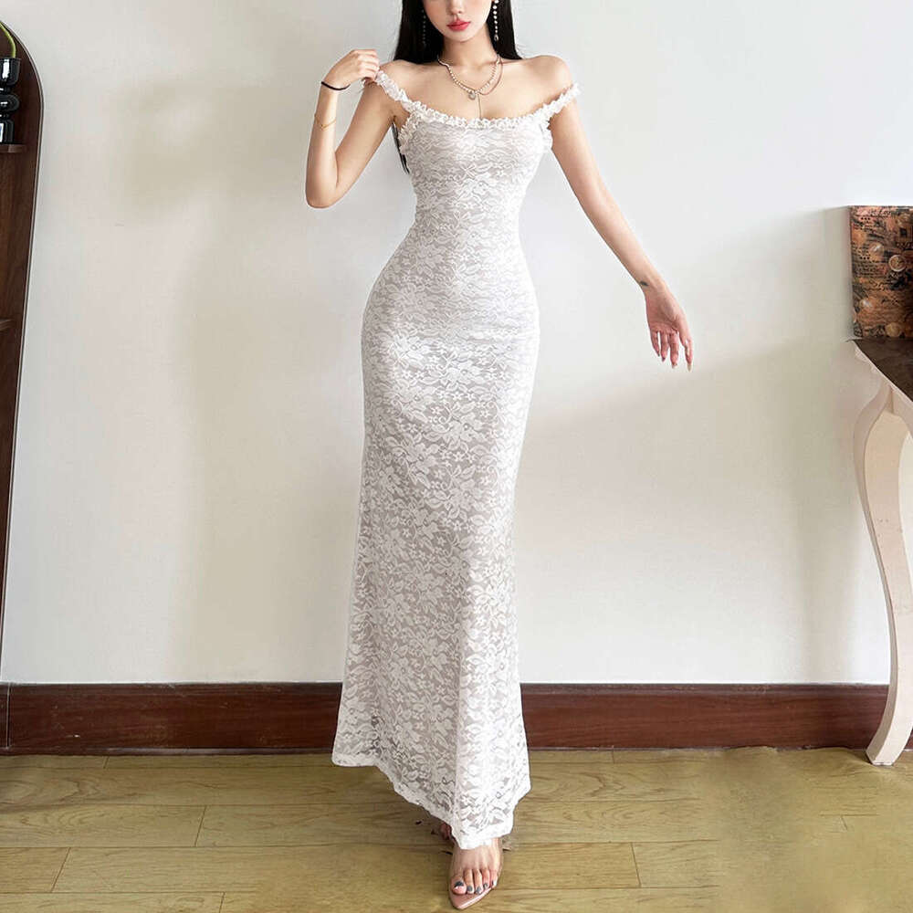 2025 Summer New Pure Desire Sexy Backless Lace Strap Trim Slim Fashion Dress for Women 469