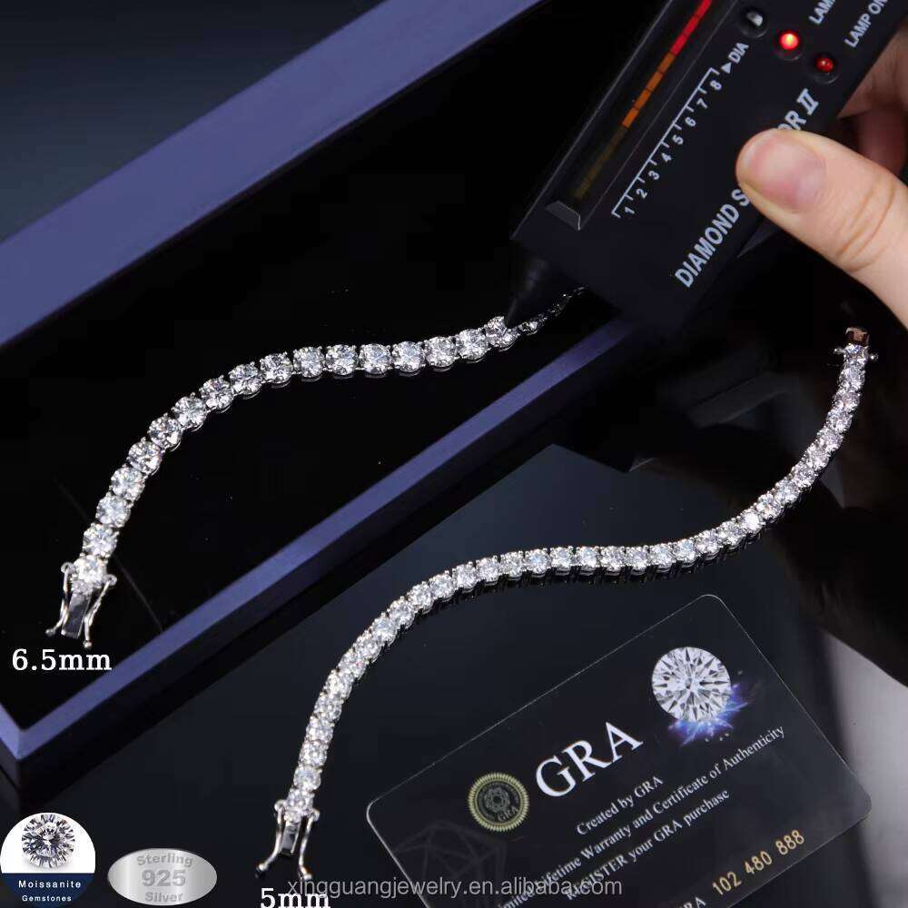5mm 6.5mm Dia Sier Gold Plated VVS Moissanite Tennis Chain Fine Jewelry Bracelet for Men Women