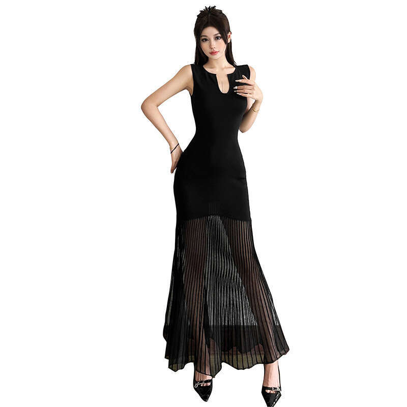 2025 Summer New Solid Color Slim Fit Pure Desire Waist-Cinching Elegant Slimming Fashionable Daily Dress for Women c89