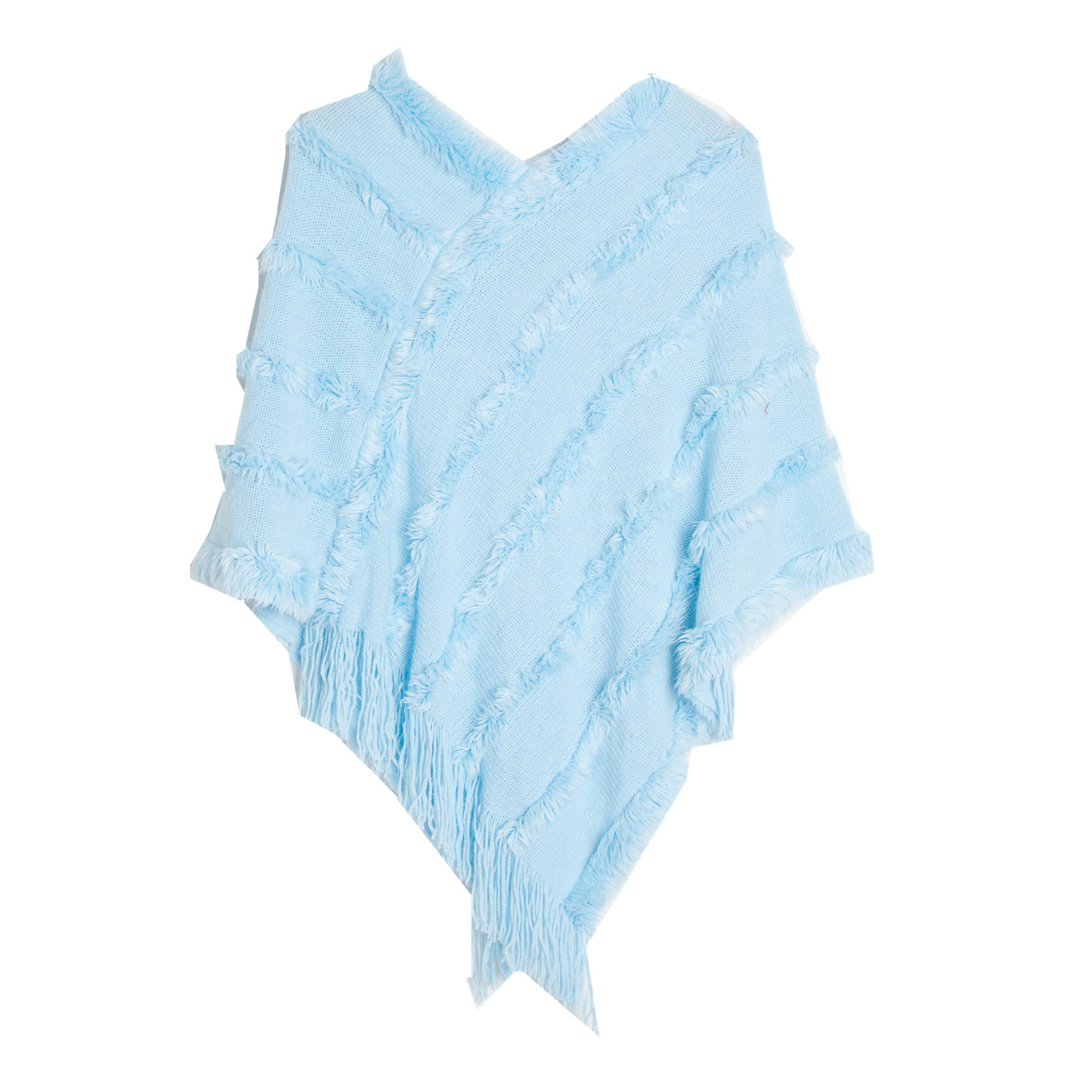 K1466 Spot foreign trade cross-border hot-selling new spring and autumn winter V-neck solid color knitted plush European and American shawl wholesale 