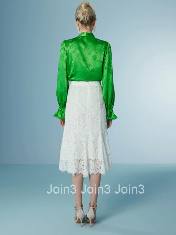 Summer New Elegant Versatile Mid-Length A-Line Skirt High Waist White Lace Half Skirt 1018