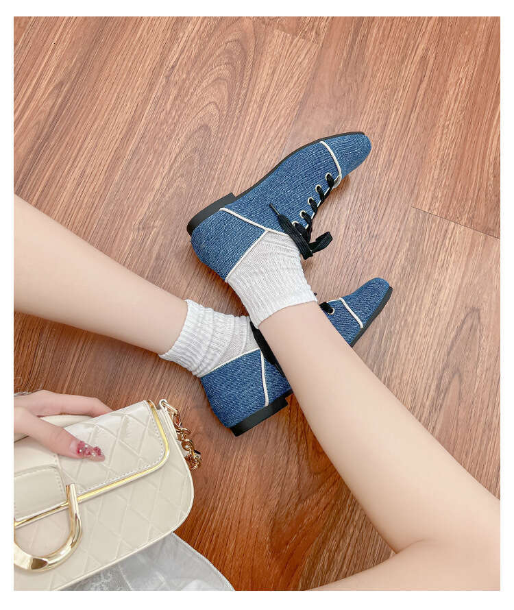 Yuanlitong Spring Summer New Casual Women's 2025 Korean Version Denim Sneakers Fashionable Outdoor Shallow Mouth Board Shoes
