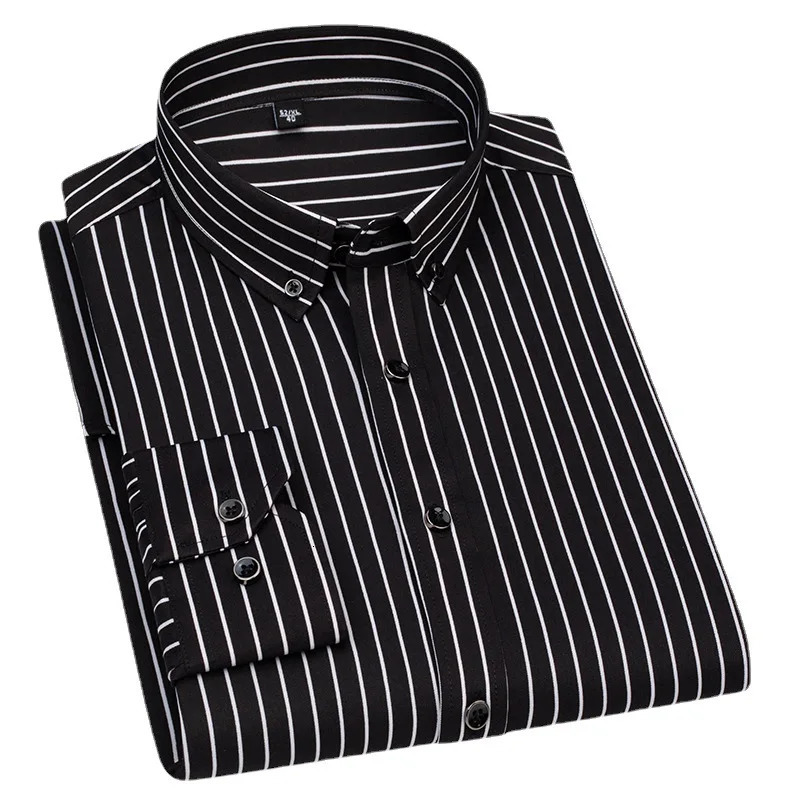 Mens long sleeve shirt Casual stripe nonironing high quality slim comfortable breathable fashion top spring summer 250725