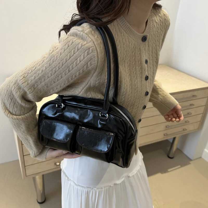 Vintage Simple Ladies Cute Tote Bag Wen Business Shoulder Bags Pu Leather Fem Underarm Burgundy Large Handbags Purse Y250725